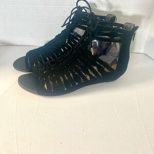 Sam Edelman women’s Boho Black Daleece Suede Gladiator Lace-Up Sandals size 9